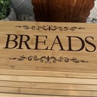 Bread Box Bamboo Roll Top  Handle  Brown Rectangular Farmhouse Cottagecore