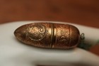 Vintage Brass Push Top Acorn Chatelaine Sewing Needle Case Austria Repouss  