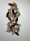 Metal Sculpture Wall Art Multi Color Leaf Shapes Large Horizontal vertical Moder