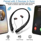 Sweatproof Neckband Headset Wireless Bluetooth Retractable Headphones Earbuds