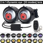 2 In 1 Devil Eyes Led Headlights Dynamic Remote 33 Modes Of Lenses Blink Lights