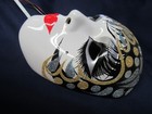 Hand Painted New Orleans Ceramic Mardi Gras Gold Silver Lips Ribbon Wall Mask C