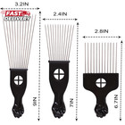 Cookoo 3 Pack Metal Afro Hair Styling Combs - Fist Design Wide Tooth Picks For W