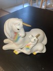 Ceramic Porcelain Unicorn Mother   Baby Figurine  Art Mark