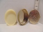 Vintage Italy Enamel Metal Pill Trinket Box Hinged Lid Silver Tone With Liner