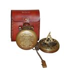 Brass Sundial Compass Vintage Pocket Style Nautical Keychain  Pendant Gold