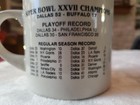 Dallas Cowboys Mug Nfl Football Coffee Cup Super Bowl Xxvii Champs 1993