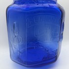 Vintage Planters  mr Peanuts  Cobalt Blue Glass Jar   Lid 12 5      Octagonal