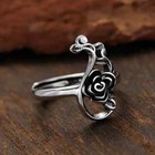 Elegant 925 Sterling Silver New Fashion Charms Rose Flower Ring One Size Fit All