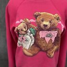Vintage Teddy Bears   Hearts Sweatshirt Pink Granny Xl Valentines