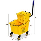 Commercial Mop Bucket Side Press Wringer On Wheels Cleaning 26 Quart Yellow
