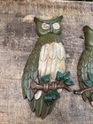 2 Vintage Mid Century Owl Sexton 1969 Metal Green Wall Art Decor Heavy Halloween