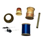 Vintage Olive Green Travel Sewing Kit Metal Tube Thread Spools Thimble Needles
