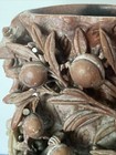 Antique  Hand Carved Asian Chinese Vase - Peach Tree W  Monkey And Lizard - 6 