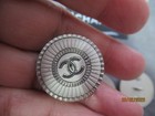 Chanel 5 Buttons Light Cream   With Silver Tone Metal Cc 24mm  lot 5