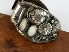 Vintage Native American Watch Cutt Bracelet 925 Sterling Silver Mop Signed Rb