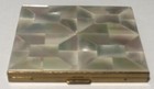 Vintage Brass   Mother Of Pearl Abalone Hinged Compact Case With Mirror