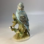 Lefton Parakeet Kw465 Vintage Bird Hand Painted Porcelain Bisque Figurine Blue