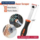 9 25  Razor Blade Scraper Tool W 10 Metal   10 Plastic Blades Long Sticker Glass