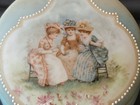 Wavecrest Nakara Cf Monroe Art Glass Painted Trinket Box Three Women Having Tea