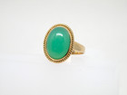 Vintage 14k Gold Ring  Chrysoprase Carved Oval   Size 8 25