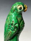 Antique 19th Century Chinese Sancai Glazed Pottery Dynasty Green Parrot