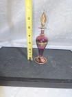 Vintage Egyptian Hand Blown Glass Gold   Purple Perfume Bottle   Dauber 6 25   