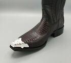 Western Cowboy Boot Tips Pair - Silver Engraved Flat Tips W Heel Guards