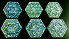 6 Czech Vaseline Crystal Glass Buttons  b597 -23 Mm Or 7 8  -hexagon -iridescent