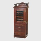 Antique Harvard Co  Signed Walnut Dental Cabinet With Drawers   Lazy Susan C1900