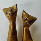 Pair Vintage Mid-century Modern Solid Brass Loving Cat Couple Figurines Kittens