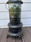 Vintage Perfection Oil Heater     Hand Painted Cabin Scene Antique Kerosene Stove
