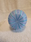 Rare Antique Latticino Satin Blue Barber Bottle