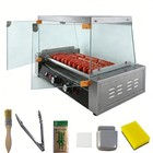 Commercial Electric 24 Hot Dog 7 Roller Grill Cooker Machine With Cover