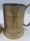 Vintage Etched Brass Beer Mugs Stein Set Of 2 Made In India