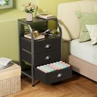 Bed Side Table Drawer Organizer Black Night Stand For Bedroom  End Table With