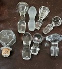 Lot Of 8 Vintage Crystal Clear Glass Bottle Stoppers Various Sizes Some Heavy