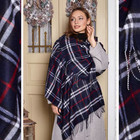 Large Cashmere Pashmina-shawl Checkered Tartan Blanket Scarf Oversized Stole