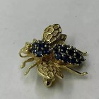 2 30 Ct Round Cut Blue Sapphire Bee Brooch Pin   Pendant 14k Yellow Gold Plated