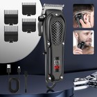 Usb Lcd Hair Clipper Gift Kit Professional Beard Trimmer Shaver Home Barber Set