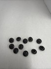 Vintage Black Glass Shank Buttons Lot Of 11 Red Blue Gold Geometric Design