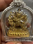 Old Tibet Buddhism Bronze 24k Gold Yamantaka Yama Dharmaraja Buddha Pendant