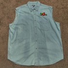 Vintage Jerzees Denim Button Vest Men s Size 2xl Farm Barn Embroidered