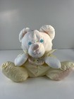 Vintage 1988 Fisher Price Puffalump Bear Yellow Stripes Rattle Bib Lovey Used