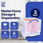 Really Useful Box 32 Liter Storage Container W snap Lock Handles  Clear  3 Pack 