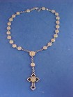 Rare St Benedict Rosary Necklace Medal Protection Exorcisms Saint Metal Crucifix