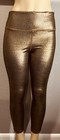 Gold Foil Metallic Vogo Shiny Leggings Workout Pants L