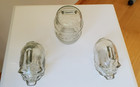 Vintage Clear Glass Coin Piggy Banks  Set Of 3  2 Piggies   A Barrel Lucky Bank 