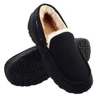 Mens Moccasin Slippers Indoor Outdoor Slip On Warm House Shoes 11 Black