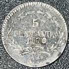 1870 Ca__ 5 Centavos__chihuahua  Mexico__low Mintage   __silver  Coin